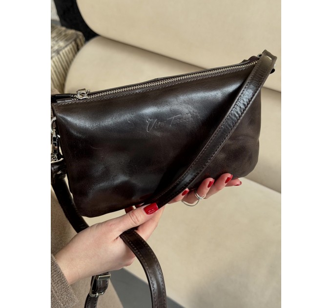 Жіноча сумка-месенджер з натуральної шкіри коричнева Vito Torelli 1054 2115