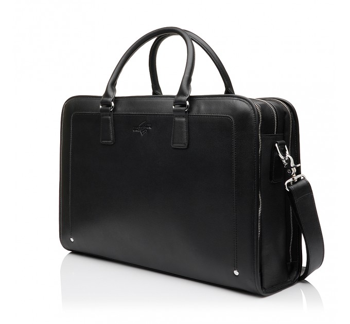 Деловая сумка с натуральной кожи черная BAGS4LIFE MAN 6242
