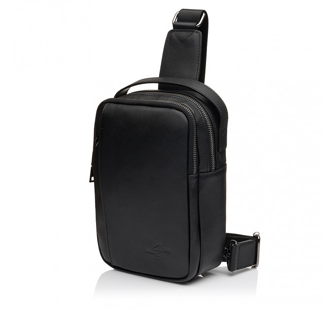 Чоловіча сумка-портфель з натуральної шкіри чорна BAGS4LIFE MAN 7220 з короткою ручкою