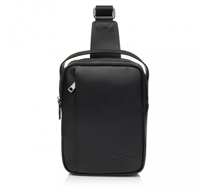 Чоловіча сумка-портфель з натуральної шкіри чорна BAGS4LIFE MAN 7220 з короткою ручкою