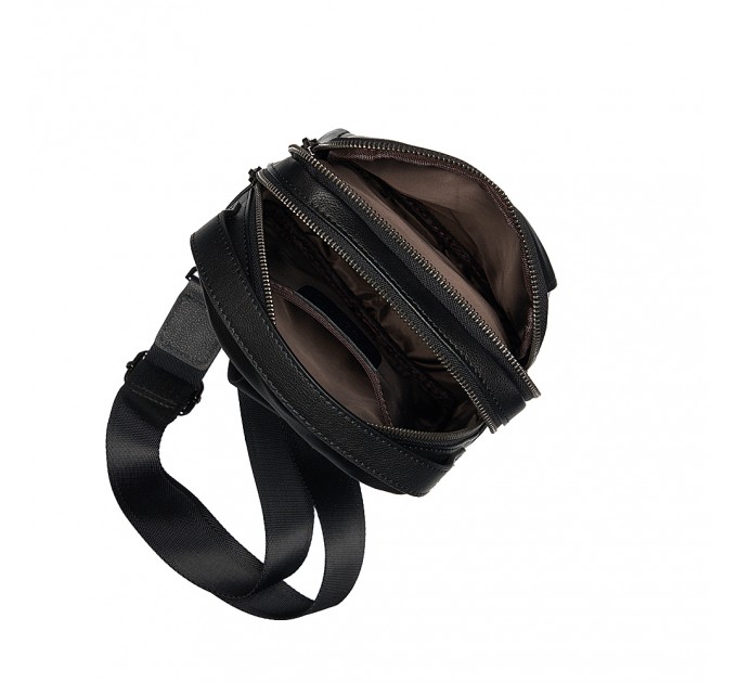 Чоловіча сумка-портфель з натуральної шкіри чорна BAGS4LIFE MAN 7220 з короткою ручкою