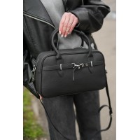 Женская сумка с натуральной кожи черная BAGS4LIFE (T) 6037 с ремешком