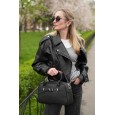 Женская сумка с натуральной кожи черная BAGS4LIFE (T) 6037 с ремешком