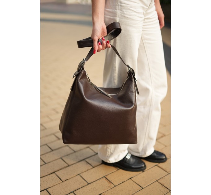 Женская сумка-хобо из натуральной кожи коричневая BAGS4LIFE 3310