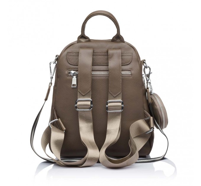 Рюкзак для женщин кожаный серый BAGS4LIFE 6035