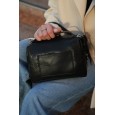 Жіноча сумка-барильце з натуральної шкіри чорна BAGS4LIFE 529 з ручкою та кишенею