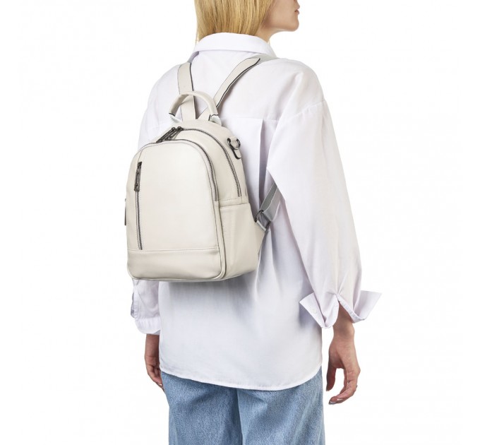 Рюкзак жіночий з натуральної шкіри світло-сірий BAGS4LIFE 665