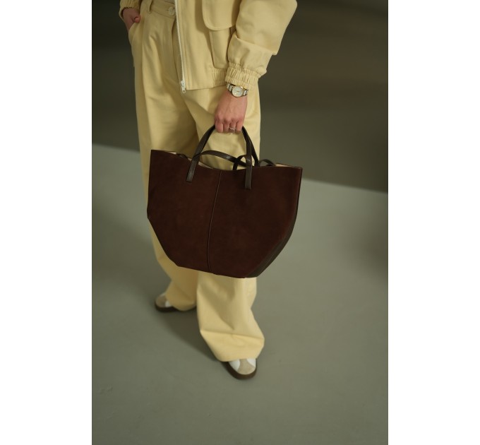 Сумка-тоут жіноча з натуральної шкіри та замші коричнева BAGS4LIFE 702с Сумка-тоут жіноча з натуральної шкіри та замші коричнева BAGS4LIFE 702с