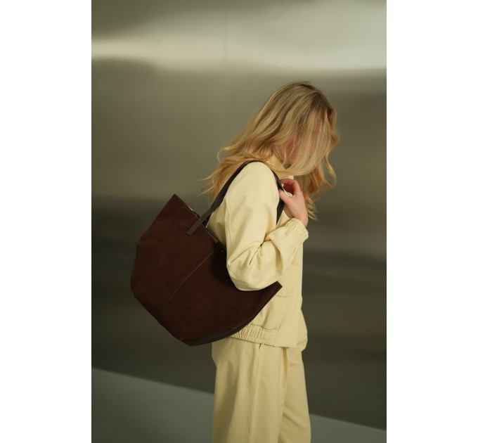 Сумка-тоут жіноча з натуральної шкіри та замші коричнева BAGS4LIFE 702с Сумка-тоут жіноча з натуральної шкіри та замші коричнева BAGS4LIFE 702с