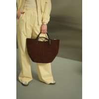 Сумка-тоут жіноча з натуральної шкіри та замші коричнева BAGS4LIFE 702с