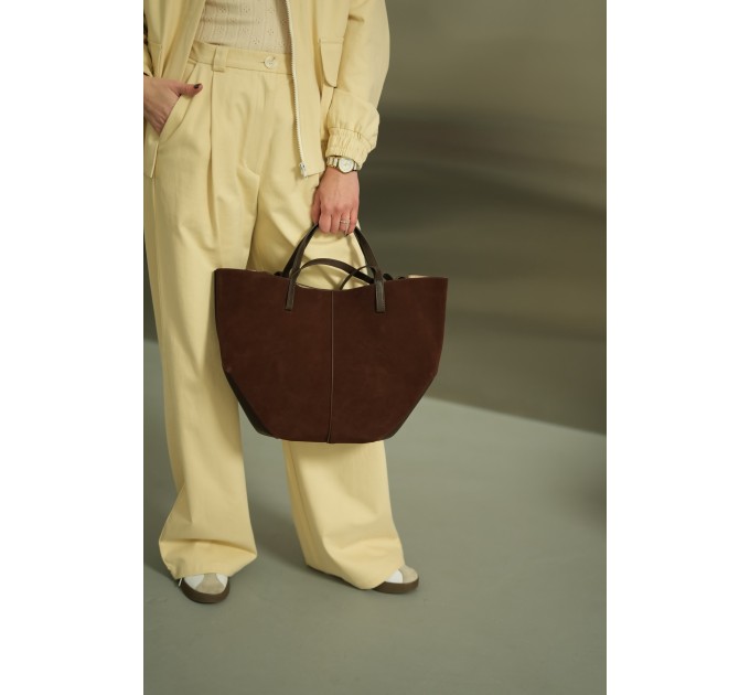 Сумка-тоут жіноча з натуральної шкіри та замші коричнева BAGS4LIFE 702с Сумка-тоут жіноча з натуральної шкіри та замші коричнева BAGS4LIFE 702с