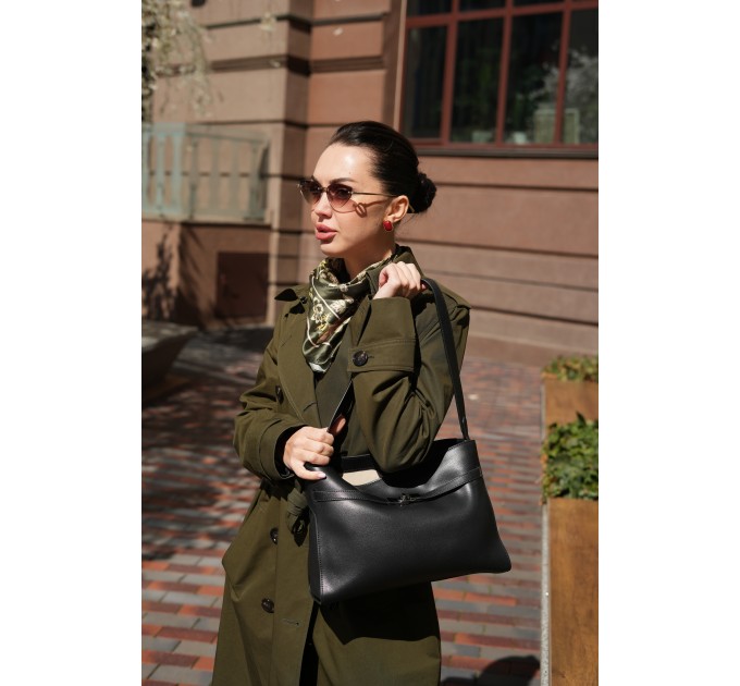 Сумка женская кожанная чорная BAGS4LIFE (T) 5157# с ремешком