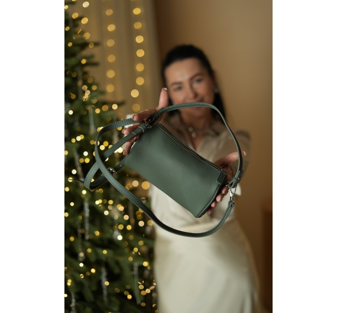 Жіноча сумка-барильце з натуральної шкіри сиза BAGS4LIFE 3313