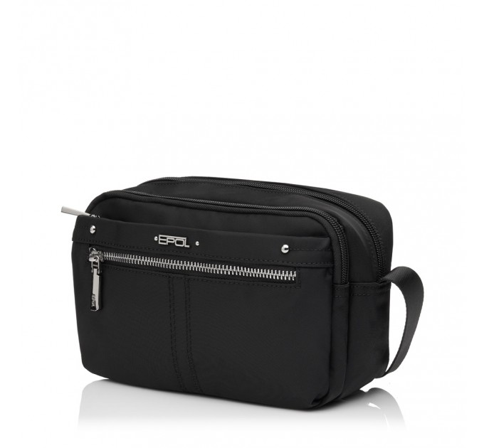 Сумка женская кросс-боди из полиэстера черная EPOL 6102-04 горизонтальная