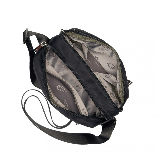 Сумка женская кросс-боди из полиэстера черная EPOL 6102-04 горизонтальная