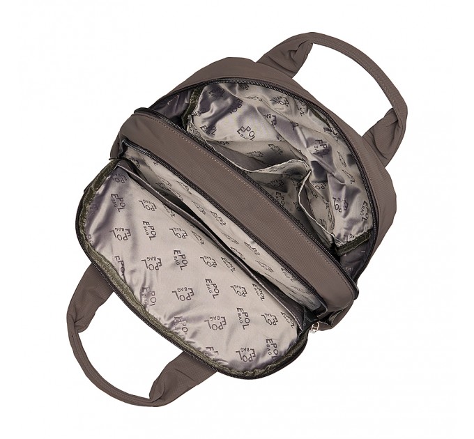 Рюкзак женский из полиэстера коричневый EPOL 6116-05 с ручками