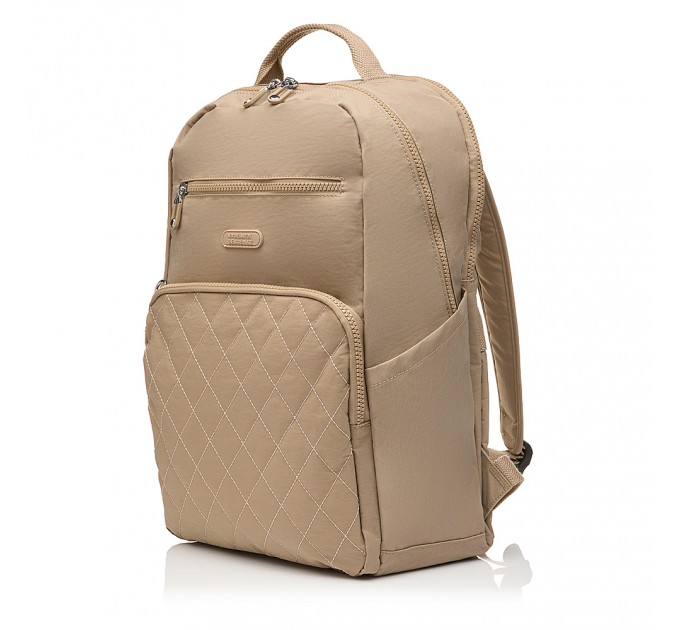 Рюкзак жіночий з поліестера бежевий BAGS4LIFE 88001 зі стьобаною кишенею