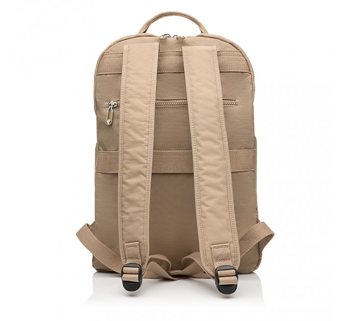 Рюкзак жіночий з поліестера бежевий BAGS4LIFE 88001 зі стьобаною кишенею