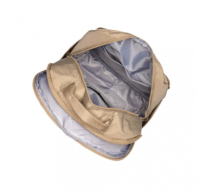 Рюкзак жіночий з поліестера бежевий BAGS4LIFE 88001 зі стьобаною кишенею