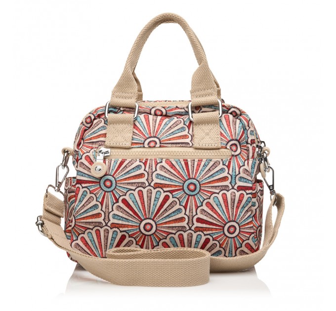 Сумка жіноча з поліестера бежевий принт BAGS4LIFE 91403 з двома ручками