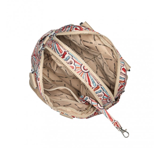 Сумка жіноча з поліестера бежевий принт BAGS4LIFE 91403 з двома ручками