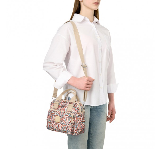 Сумка жіноча з поліестера бежевий принт BAGS4LIFE 91403 з двома ручками