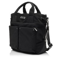 Жіноча сумка-тоут з поліестера чорна EPOL 6116-01 з затяжкою