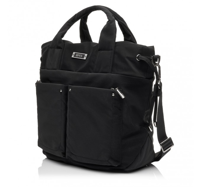 Жіноча сумка-тоут з поліестера чорна EPOL 6116-01 з затяжкою