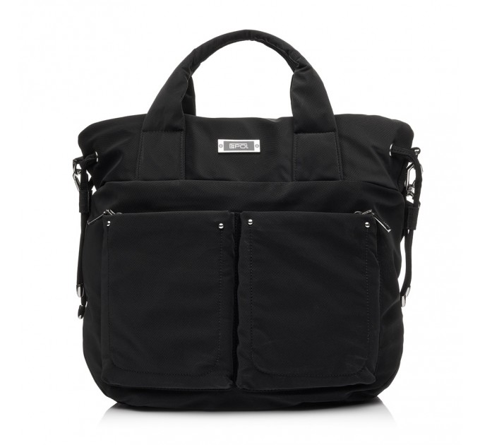 Жіноча сумка-тоут з поліестера чорна EPOL 6116-01 з затяжкою