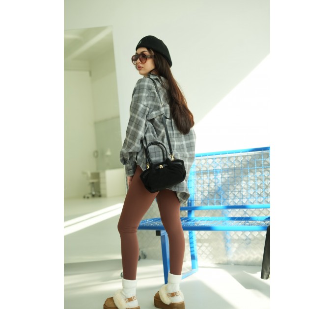 Женская сумка-тоут из натуральной замши и кожи черная BAGS4LIFE 905 с ремешком