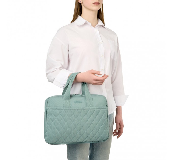 Женская деловая сумка-планшет из полиэстера зеленая BAGS4LIFE 88004