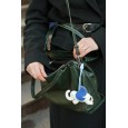 Жіноча сумка з натуральної шкіри темно-зелена BAGS4LIFE 2065 з брелоком