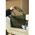 Жіноча сумка з натуральної шкіри темно-зелена BAGS4LIFE 2065 з брелоком