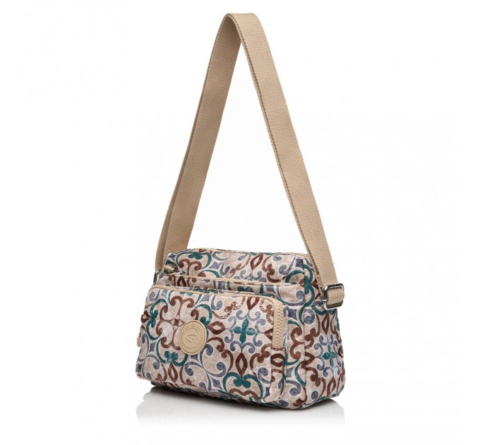 Сумка кросс-боди женская из полиэстера бежевый принт BAGS4LIFE 91105