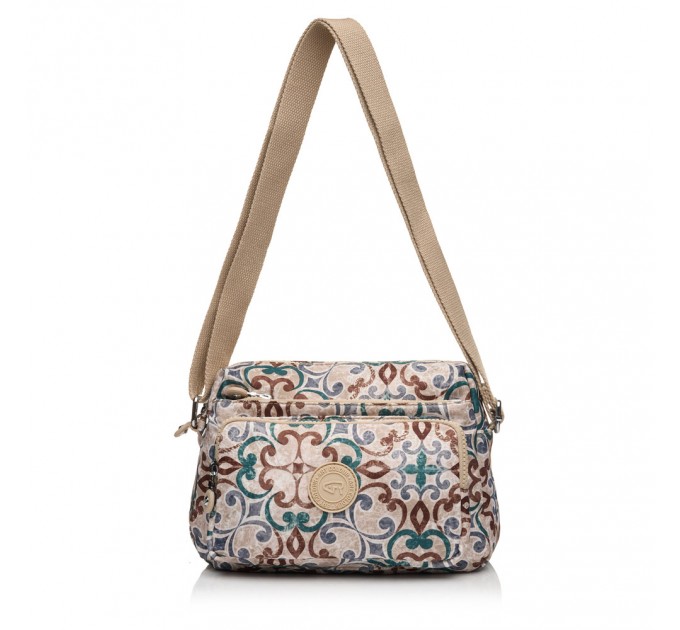 Сумка кросс-боди женская из полиэстера бежевый принт BAGS4LIFE 91105