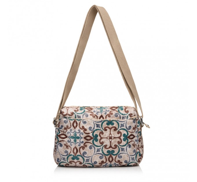 Сумка кросс-боди женская из полиэстера бежевый принт BAGS4LIFE 91105