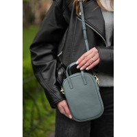Женская сумка кросс-боди с натуральной кожи сизо-голубая BAGS4LIFE (T) 88362 с ручками