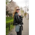 Женская сумка кросс-боди с натуральной кожи сизо-голубая BAGS4LIFE (T) 88362 с ручками