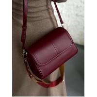 Жіноча сумка-багет з натуральної шкіри бордова BAGS4LIFE 79027 з клапаном
