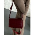 Жіноча сумка-багет з натуральної шкіри бордова BAGS4LIFE 79027 з клапаном