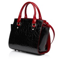 Женская деловая сумка из натуральной кожи черная с красным Torelli 1063 4040/5008/5015 лак