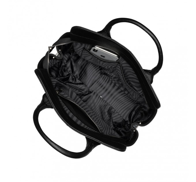 Ділова жіноча сумка з натуральної шкіри чорна Vito Torelli 1010 4071/1000 з пітоном