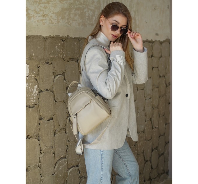Рюкзак жіночий з натуральної шкіри світло-сірий BAGS4LIFE 633