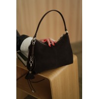 Жіноча сумка з натуральної замші та шкіри коричнева BAGS4LIFE (T) 916F з обвісом