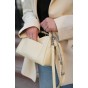 Жіноча сумка-барильце з натуральної шкіри молочна BAGS4LIFE 529 з ручкою та кишенею