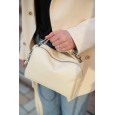 Жіноча сумка-барильце з натуральної шкіри молочна BAGS4LIFE 529 з ручкою та кишенею