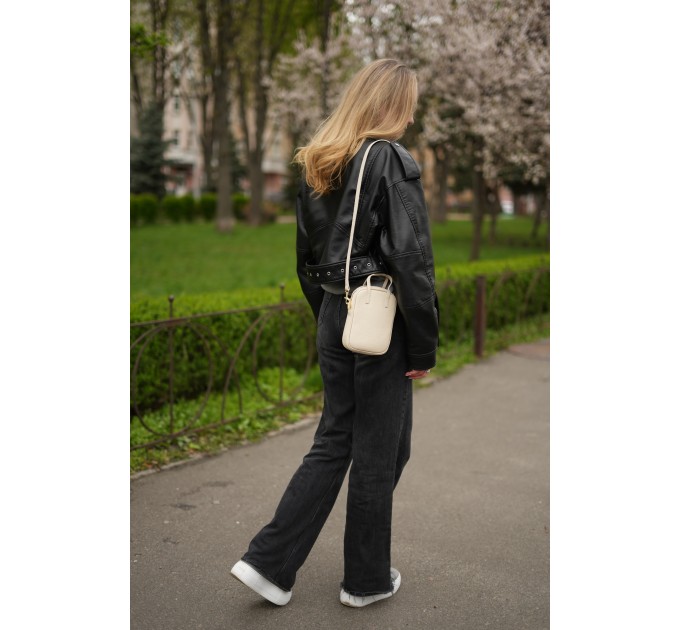 Женская сумка кросс-боди с натуральной кожи молочная BAGS4LIFE (T) 88362 с ручками