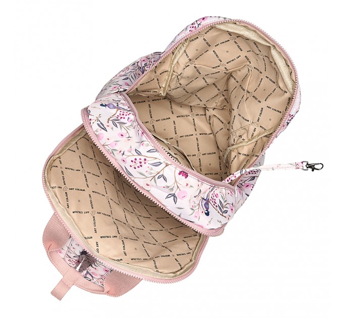 Рюкзак женский из полиэстера розовый принт BAGS4LIFE 91101 с ручками