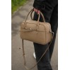 Женская сумка с натуральной кожи серо-бежевая BAGS4LIFE (T) 6037 с ремешком