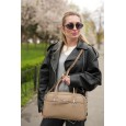 Женская сумка с натуральной кожи серо-бежевая BAGS4LIFE (T) 6037 с ремешком